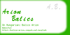 arion balics business card